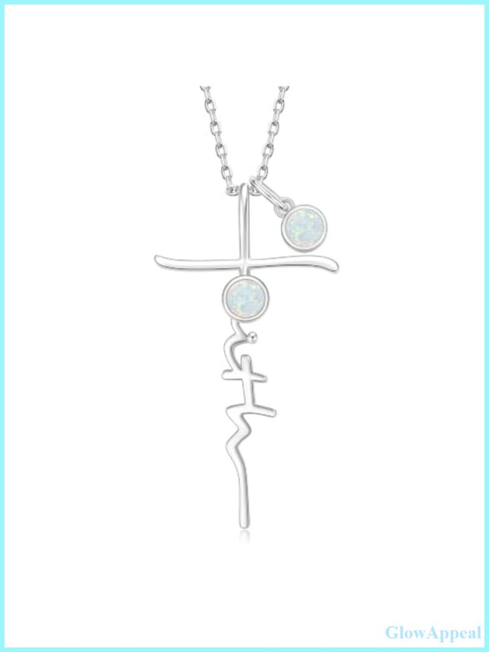 Cross Faith Double Birthstone Necklace White Gold Plated Christian Gift